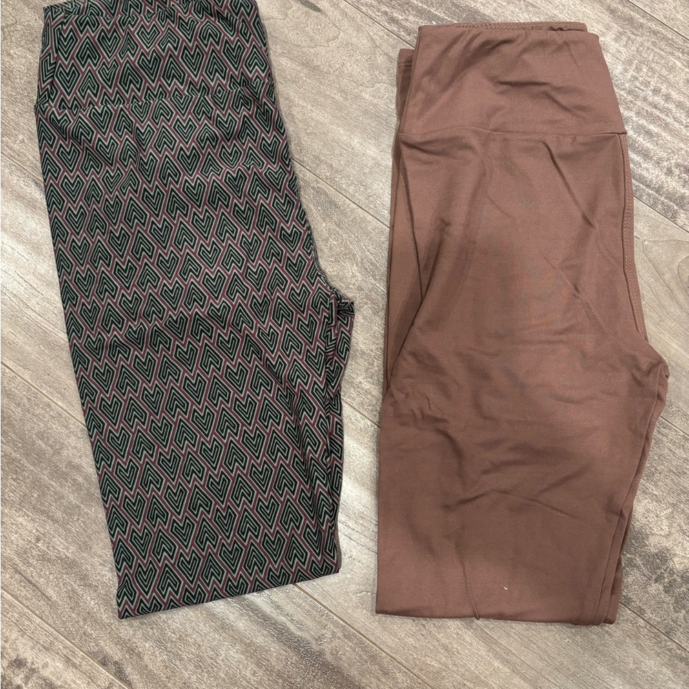 Lularoe Brown And Geometric Pattern Leggings - image 1
